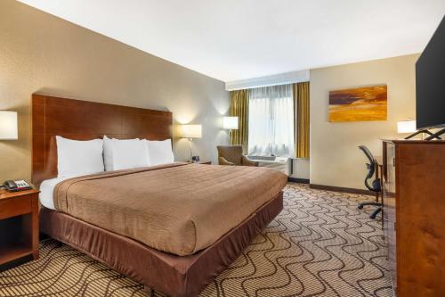 a hotel room with a large bed and a television at Best Western John Muir Inn in Martinez