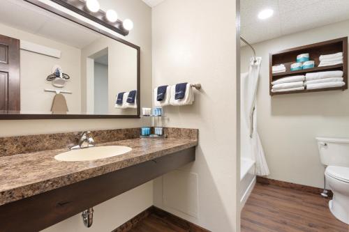 a bathroom with a sink and a toilet at Cragun's Resort on Gull Lake in Brainerd