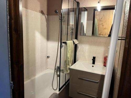une salle de bain avec une douche, un lavabo et une baignoire dans l'établissement Résidence Les Cordeliers - Studio 4 personnes 23pers exposé Sud MAE-3411, à Valloire
