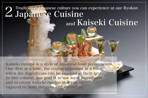 a flyer for japanese cuisine with a tray of food at Narashino no sato Gyokusui -6 years or older- in Higashiizu
