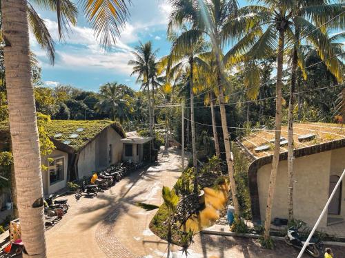 an aerial view of a street with palm trees at Diwatu Villas in El Nido