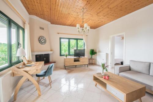 Χώρος καθιστικού στο Vaios Villa LakeView 1