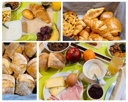 a collage of four pictures of different types of food at Hôtel Concorde - Rodez Centre Ville in Rodez