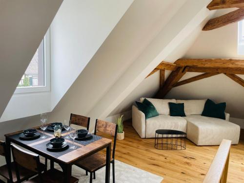 Χώρος καθιστικού στο Appartement Villa Seeliebe