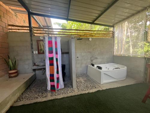 Koupelna v ubytování Hostal Macayaco