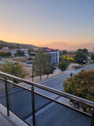 a view of a city street from a balcony at Alis Home Pamukkale in Pamukkale