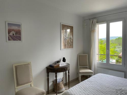 Postel nebo postele na pokoji v ubytování La bastide le Jucamas