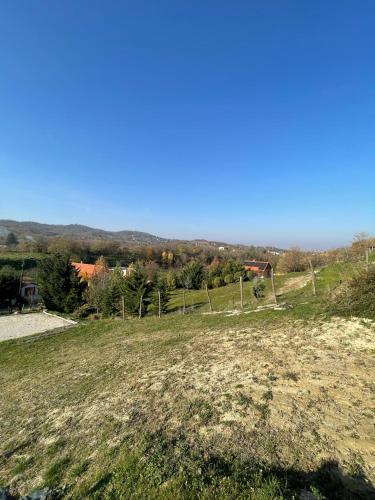 a field of grass with a blue sky in the background at Kőlépcsős Vendégház in Nyúl