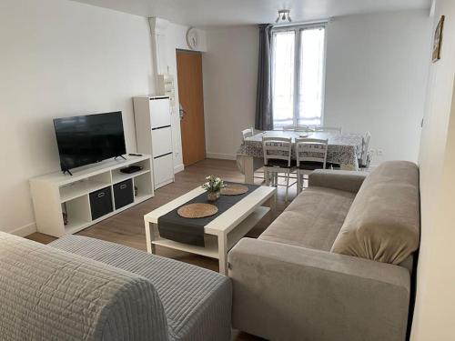 TV a/nebo společenská místnost v ubytování Appartement berges Oise