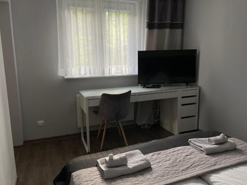 TV a/nebo společenská místnost v ubytování Apartament Lazur