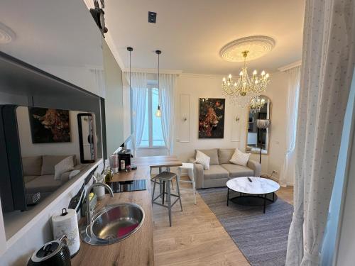 Il dispose d'une cuisine et d'un salon avec un évier. dans l'établissement Le cœur de Cannes, à Cannes
