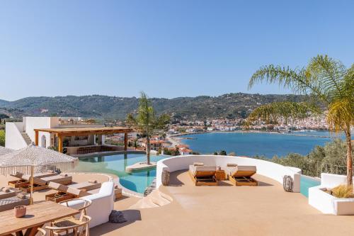 a view of the pool at a resort at Evlalia Studios & Villas in Skopelos Town