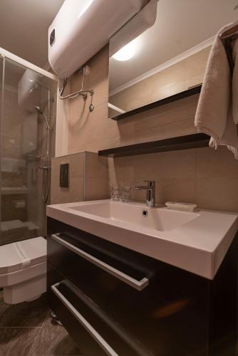 a bathroom with a sink and a toilet at Villa Ragusa in Dubrovnik