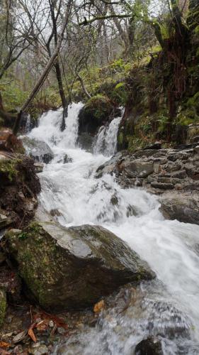 a stream of water rushing down a hill with rocks at Casa da Quelha in Chãs de Égua