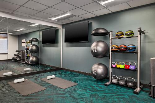 a room with a gym with balls and weights at TownePlace Suites by Marriott Memphis Germantown in Memphis