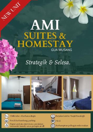 a flyer for an ami suites and homesay guru muzik sellers at AMI Homestay & Guest House in Gua Musang