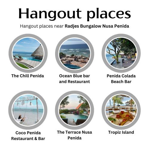 a collage of photos of the beaches of hayport places at Radjes Bungalow Nusa Penida in Nusa Penida