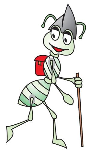 a vector illustration of a ant dancing with a stick at Redes - El Descanso - AR-484-AS in Caso