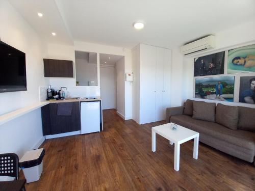 un salon avec un canapé et une table dans l'établissement Chenonceau, à Cannes