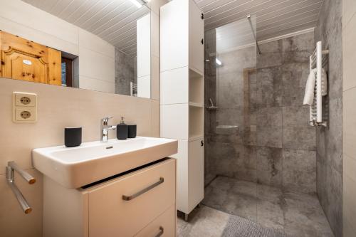 Koupelna v ubytování Ferienhaus Waldwinkl