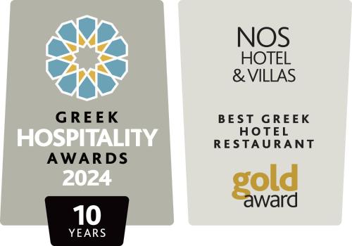 two labels for a hotel and a coldominium at NOS Hotel & Villas in Sifnos