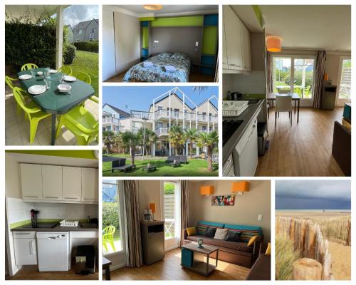un collage de photos d'une maison et d'un aominium dans l'établissement L'AIGRETTE - Appartement 5 pers - Courseulles port de plaisance, à Courseulles-sur-Mer