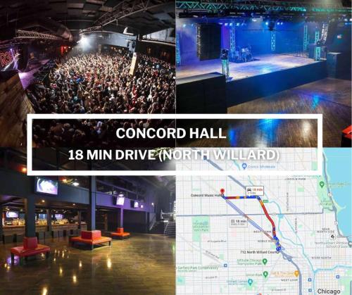 a collage of photos of a concert hall with a crowd at Chicago Treasure 4 Bed Getaway in Chicago