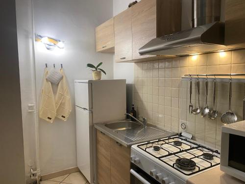a kitchen with a white refrigerator and a sink at Bilocale degli Innamorati in Terni