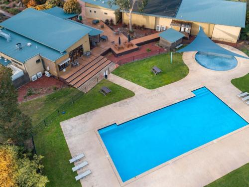 an overhead view of a swimming pool in a yard at Moya's Villa - Phillip Island Cowes Resort Escape in Cowes