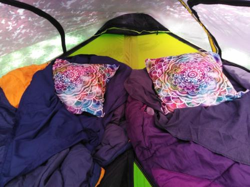 MassatD'tente sky lodge的帐篷内有2个枕头