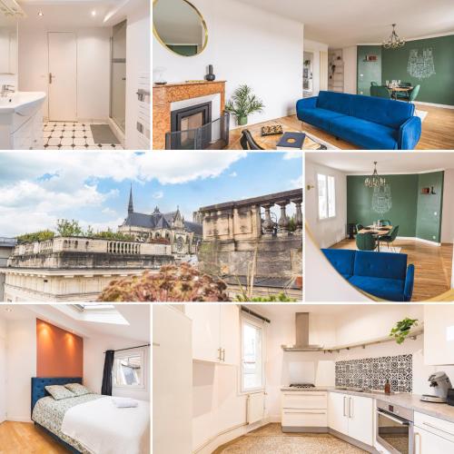 un collage de photos d'une maison dans l'établissement Le Royal - Cathédral - Center, à Reims