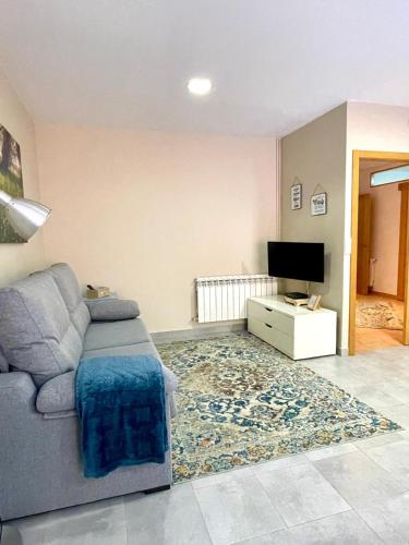 a living room with a couch and a television at CarreraHouses Benilde con Garaje in Vigo