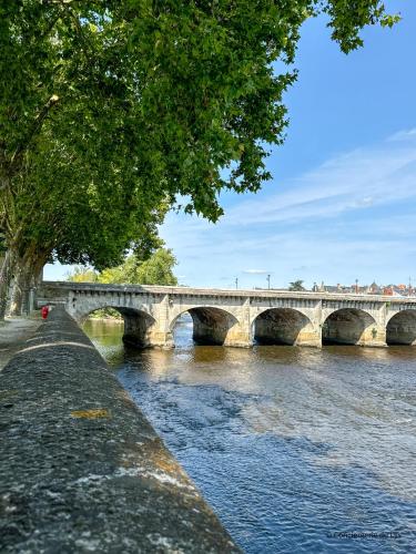 a bridge over a river with a bridge over water at Les Apparts 75 & 80 in Châtellerault