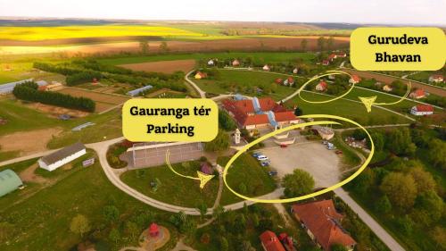 an aerial view of a village with a park at Gurudeva Bhavan in Somogyvámos
