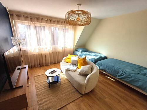 Ένα ή περισσότερα κρεβάτια σε δωμάτιο στο Confortable Spacieux Grand Rue - Garage