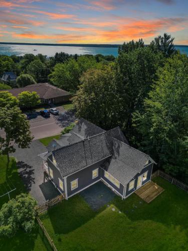 an overhead view of a house with a yard at Willard House in Bayfield