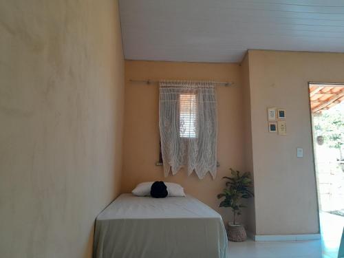 a bedroom with a bed and a window at Flor da Mata- Ilha das Canárias in Araioses