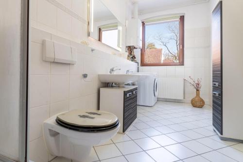 Dapur atau dapur kecil di Ostseebad-Karlshagen-geraeumige-Ferienwohnung-Herbst