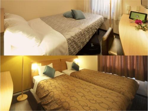 2 foto di una camera d'albergo con letto di Yokohama Heiwa Plaza Hotel - Vacation STAY 36415v a Yokohama