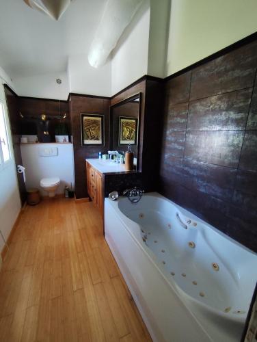 une salle de bain avec une baignoire, un lavabo et des toilettes dans l'établissement Villa Sainte Victoire, à Peynier