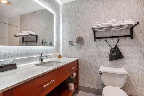 un bagno con lavandino, WC e specchio di Best Western Plus Jackson Downtown Coliseum a Jackson