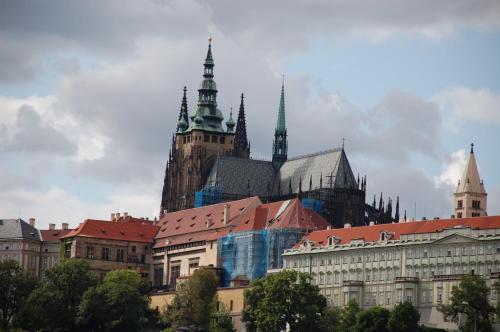 a view of a city with buildings and towers at Apartmany Chodov in Prague