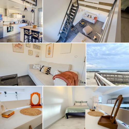 un collage de photos d'une maison dans l'établissement Appartement Le Vauban - 40m2 à Frontignan Plage - À 200m de la Plage - 15 min de Sète, à Frontignan