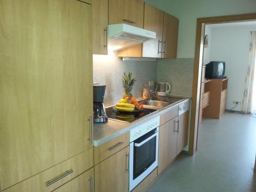 Dapur atau dapur kecil di Ferienwohnung Taubertal Familie Arold