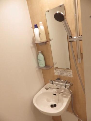 a bathroom with a sink and a mirror at shinjuku yuki okubo 502-SJ0044 in Tokyo