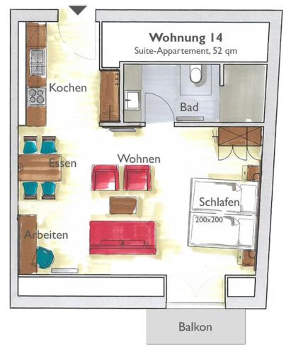 Půdorys ubytování Boardinghouse Rülzheim