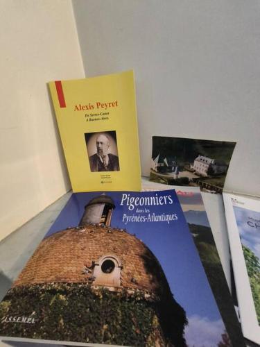 a book sitting next to a picture of a train at Maison exceptionnelle le Peyret -Vue Pyrenées-Jardin-Piscine in Serres-Castet