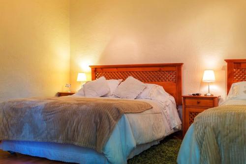 a bedroom with a bed and two night stands with lamps at Hotel San Fernando in San Fernando