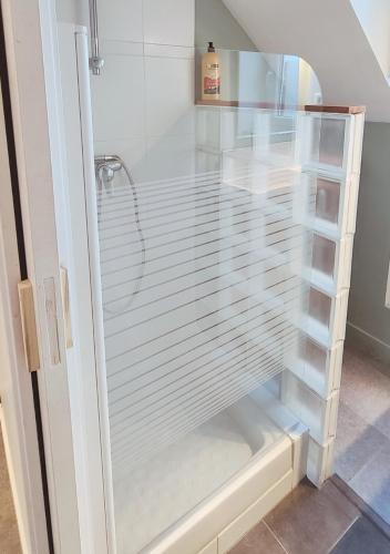 d'une armoire en verre avec une douche. dans l'établissement Le Cozy Dream, à Dinard