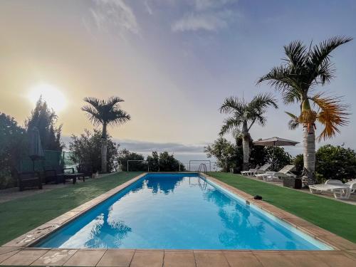 a swimming pool in a yard with palm trees at Lightbooking Luymar con piscina Villa de Mazo in Villa de Mazo